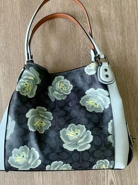 Coach Edie Shoulder Bag 31 in Signature Rose Print - Charcoal Gray